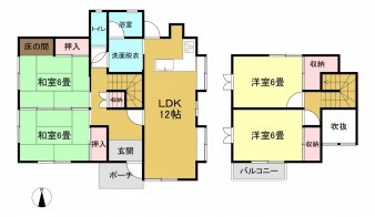 米子市両三柳、中古一戸建ての間取り画像です