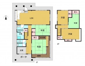 米子市二本木、中古一戸建ての間取り画像です