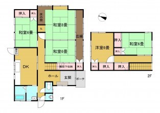 境港市誠道町、中古一戸建ての間取り画像です