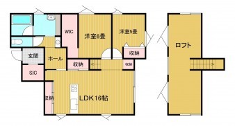 米子市大谷町、新築一戸建ての間取り画像です