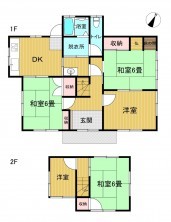 米子市皆生、中古一戸建ての間取り画像です