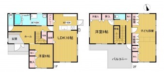 米子市西福原、中古一戸建ての間取り画像です