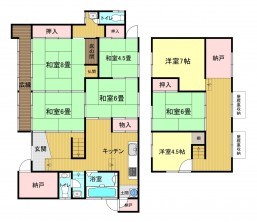 西伯郡大山町潮音寺、中古一戸建ての間取り画像です