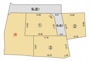 米子市河岡、土地の間取り画像です