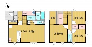 米子市両三柳、新築一戸建ての間取り画像です