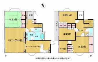 米子市旗ケ崎、中古一戸建ての間取り画像です