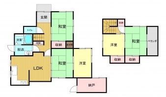 米子市淀江町佐陀、中古一戸建ての間取り画像です