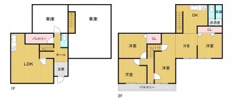 米子市車尾、中古一戸建ての間取り画像です