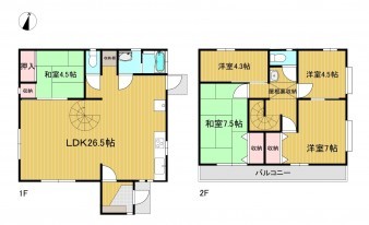 米子市西福原、中古一戸建ての間取り画像です