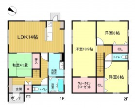 米子市中島、新築一戸建ての間取り画像です