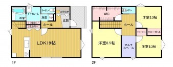 米子市夜見町、新築一戸建ての間取り画像です