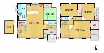 米子市東福原、新築一戸建ての間取り画像です