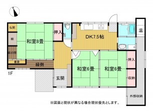 米子市新開、中古一戸建ての間取り画像です