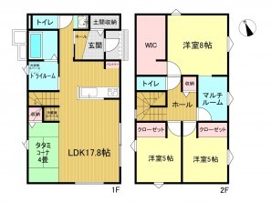 米子市三本松、新築一戸建ての間取り画像です