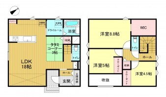 米子市両三柳、新築一戸建ての間取り画像です