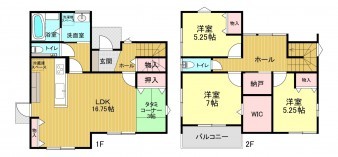 米子市米原、中古一戸建ての間取り画像です