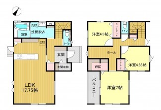 米子市米原、新築一戸建ての間取り画像です
