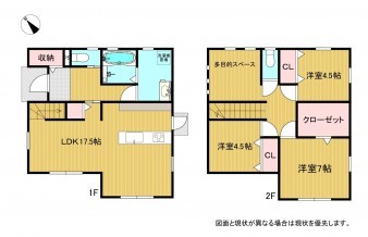 米子市上後藤、中古一戸建ての間取り画像です