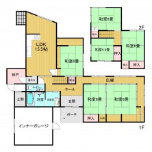 西伯郡南部町阿賀、中古一戸建ての間取り画像です