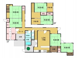 西伯郡南部町阿賀、中古一戸建ての間取り画像です