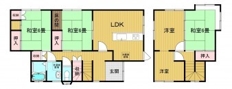 米子市夜見町、中古一戸建ての間取り画像です