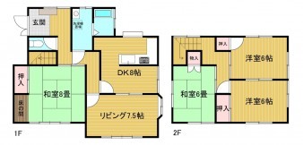 米子市夜見町、中古一戸建ての間取り画像です