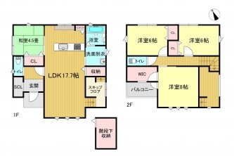 米子市新開、中古一戸建ての間取り画像です