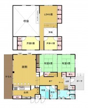 米子市岡成、中古一戸建ての間取り画像です