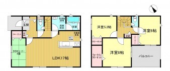 米子市彦名町、新築一戸建ての間取り画像です