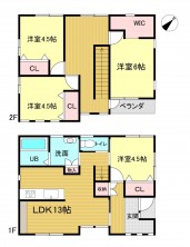 米子市夜見町、中古一戸建ての間取り画像です
