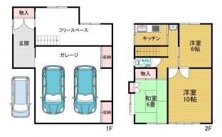西伯郡南部町阿賀、中古一戸建ての間取り画像です