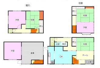 西伯郡伯耆町溝口、中古一戸建ての間取り画像です