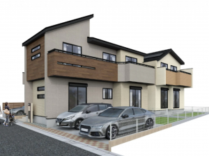 武蔵村山市残堀、新築一戸建ての完成予想図（外観）画像です