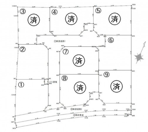 ファミリーステージ小山4丁目　9区画分譲地の区画図画像