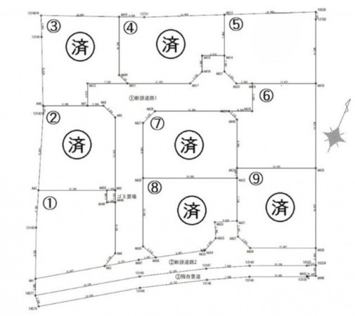 ファミリーステージ小山4丁目　9区画分譲地の区画図画像