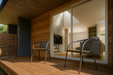 ■アウトドアリビング
・屋根のある屋外リビングは天候に左右されにくく、いつでも自然の中にいるような心地よ
さを味わえるもう一つのリビング。
中でも外でもない中間領域は日常に「寛ぎと豊かさ」をもたらしてくれます。