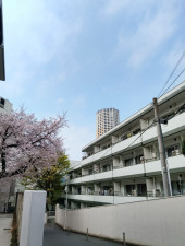目黒区中目黒、マンションの外観画像です