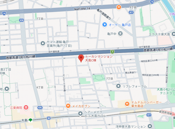 江東区大島、マンションの地図画像です