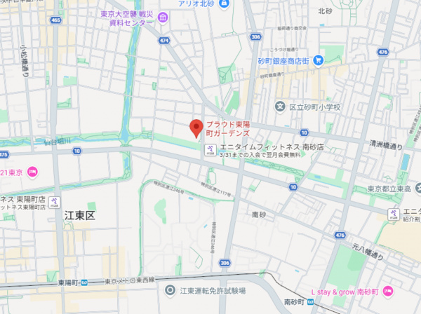 江東区南砂、マンションの地図画像です