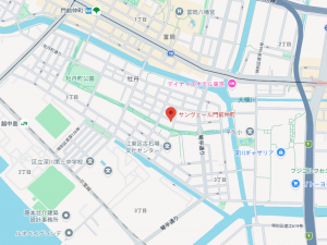 江東区牡丹、マンションの地図画像です