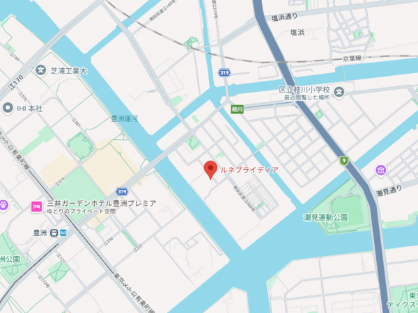 江東区枝川、マンションの地図画像です