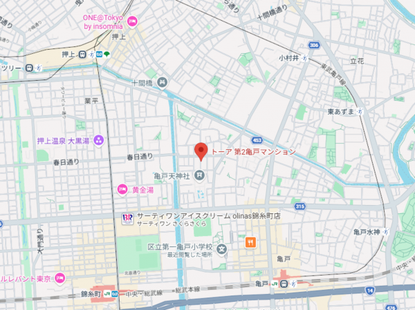 江東区亀戸、マンションの地図画像です