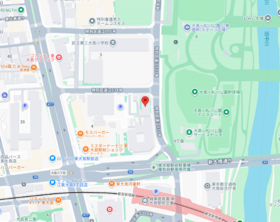 江東区大島、マンションの地図画像です