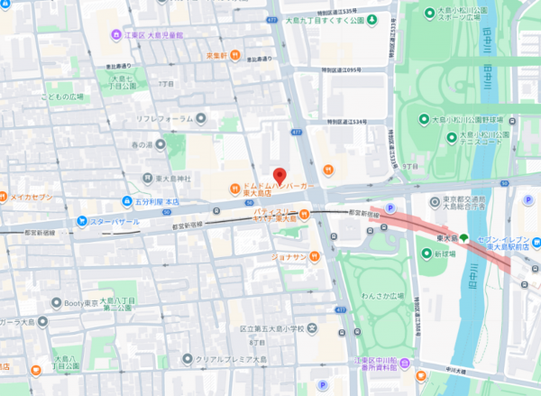 江東区大島、マンションの地図画像です