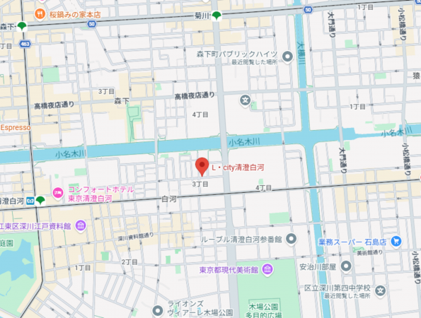 江東区白河、マンションの地図画像です
