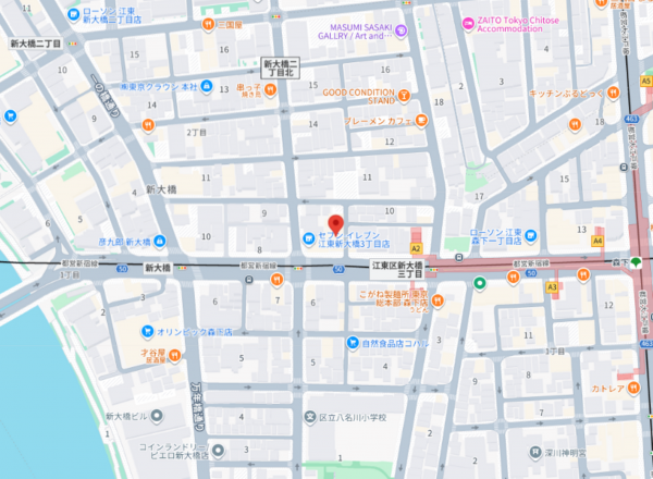 江東区新大橋、マンションの地図画像です