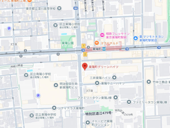 江東区東陽、マンションの地図画像です