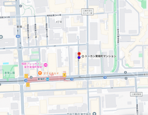 江東区東陽、マンションの地図画像です