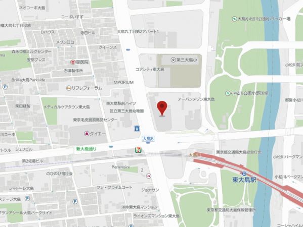 江東区大島、マンションの地図画像です