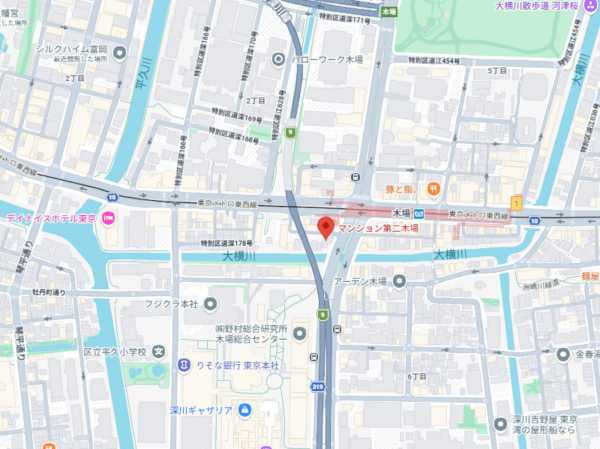 江東区木場、マンションの地図画像です